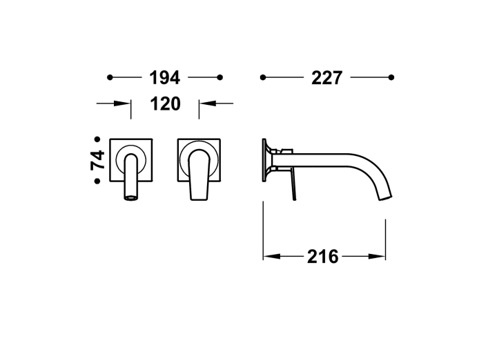 Grifo de lavabo empotrado Project Tres croquis 14