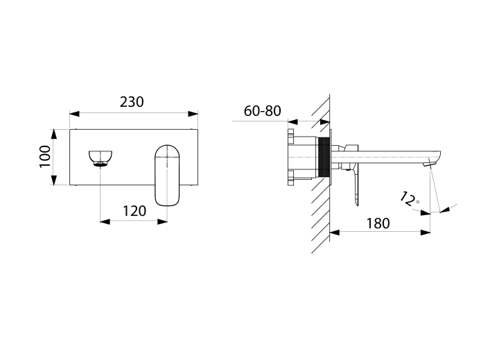 Grifo de lavabo empotrado Cassio GME croquis 10