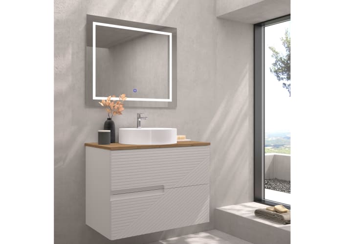 Mueble de baño con encimera de madera Limo Bruntec colores principal 2