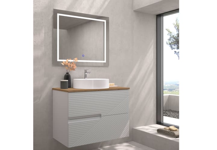 Mueble de baño con encimera de madera Limo Bruntec colores principal 3