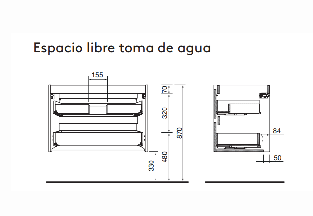 Conjunto mueble de baño Noja Salgar croquis 13