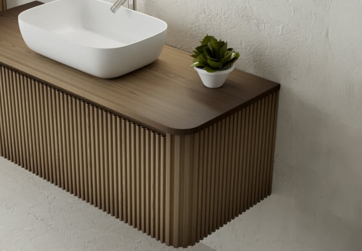Mueble de baño con encimera de madera maciza Baviera Bruntec detalle 4