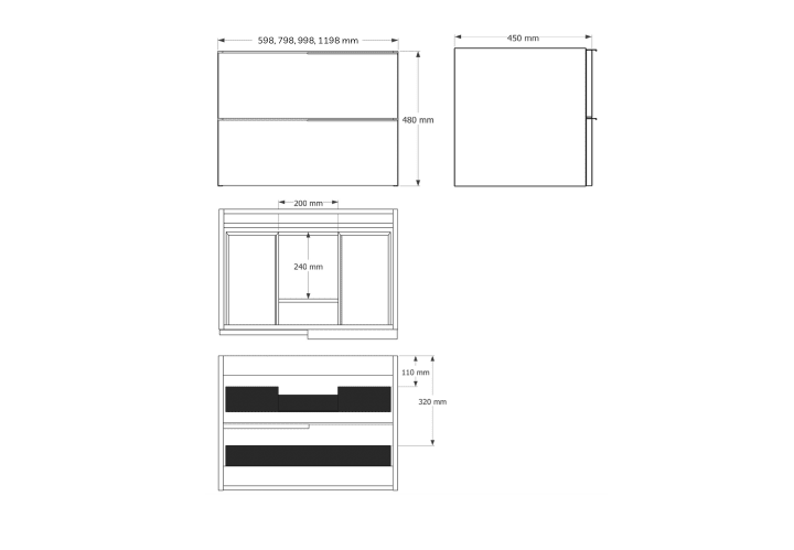 Mueble de baño con encimera de solid surface Soho Bruntec croquis 10