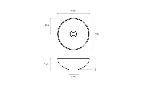 Lavabo sobre encimera Microcement Bathco croquis 6