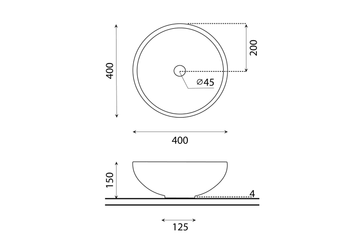 Lavabo sobre encimera New Lys Bathco croquis 1