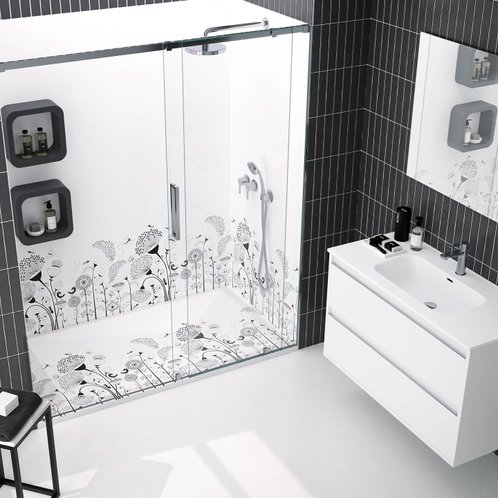 Platos de ducha de resina decorados Design 3D Natura Bruntec ambiente 4