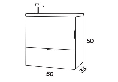 Conjunto mueble de baño fondo reducido 35 cm Petit Campoaras croquis 5