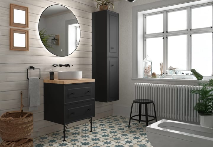 Mueble de baño con encimera de madera Renoir vintage Salgar principal 5
