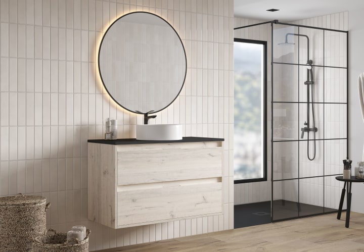 Mueble de baño con encimera Piedra Compactada negra Artemisa Bruntec principal 4
