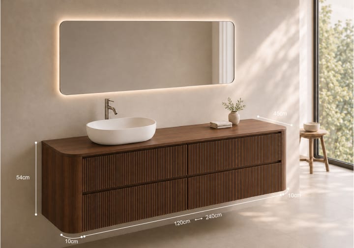 Mueble de baño con encimera de madera Duna Bruntec croquis 11