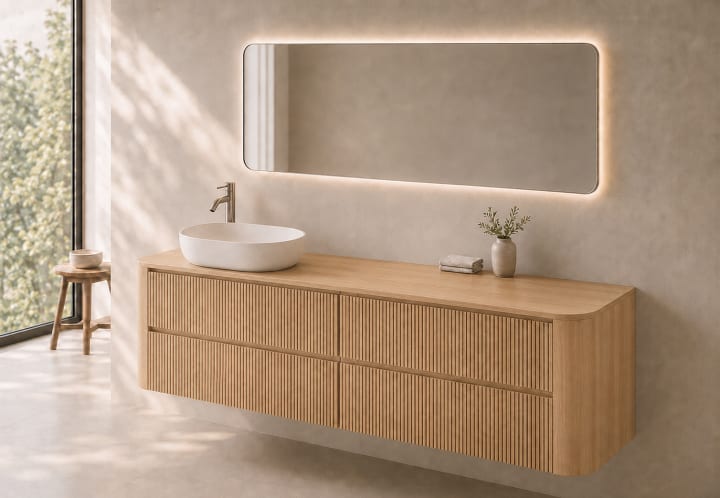 Mueble de baño con encimera de madera Duna Bruntec principal 2