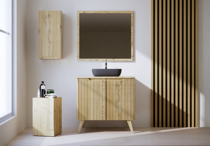 Mueble de baño con encimera de madera maciza Alpes 14 Bruntec principal 1