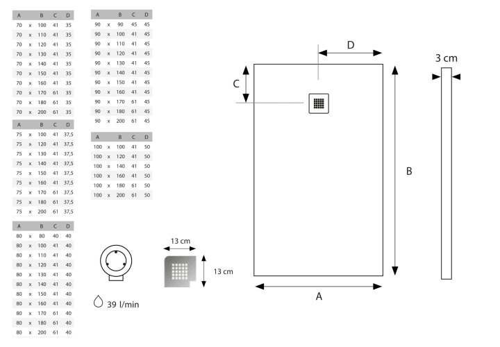Plato de ducha Solid Surface Cirat Hidronatur croquis 3