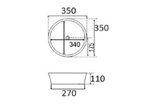Lavabo sobre encimera Sur Bruntec croquis 2