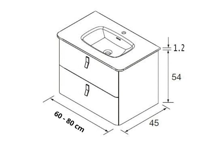 Conjunto mueble de baño con lavabo de ceramica Uniiq Salgar croquis 7
