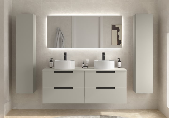 Conjunto mueble de baño Leni Salgar con lavabo sobre encimera principal 6