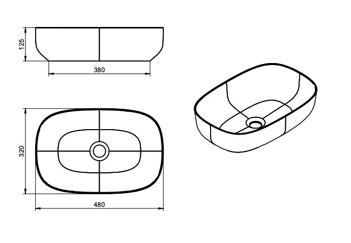 Lavabo sobre encimera Artic Viso croquis 2