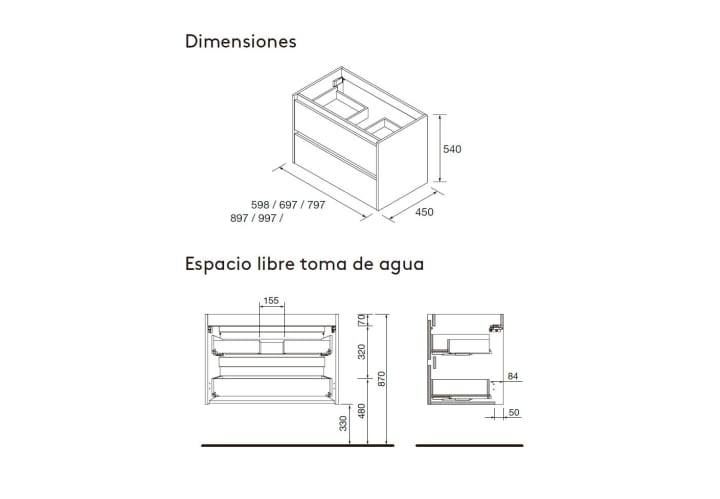 Conjunto mueble de baño Noja Salgar croquis 29