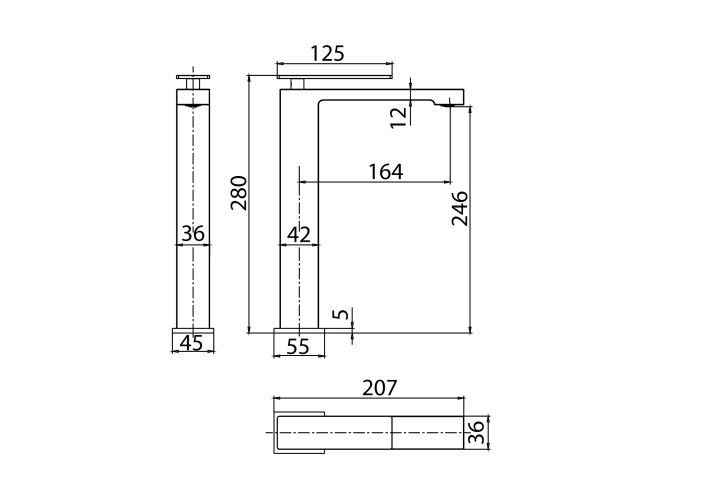 Grifo de lavabo Pisa de Imex croquis 8