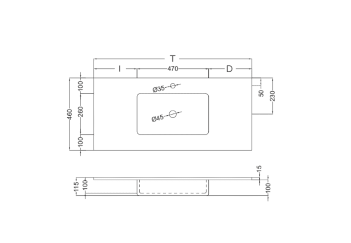 Lavabo encastrado Mara Masai Coycama croquis 18