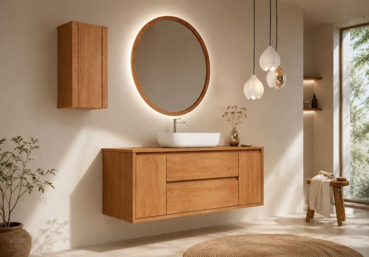 Mueble de baño con encimera de madera maciza Alpes 13 Bruntec ambiente 4