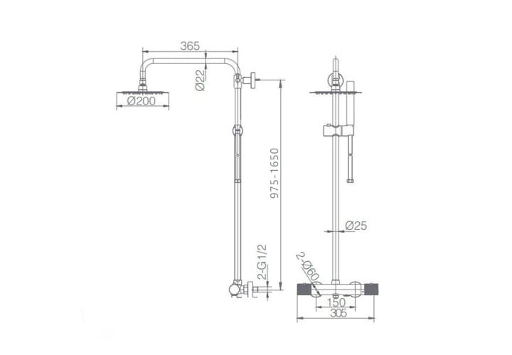 Conjunto de ducha y baño Line Imex croquis 7