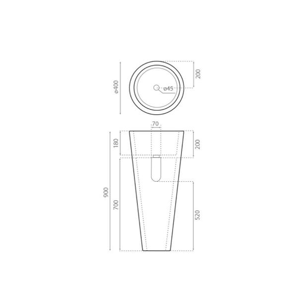 Lavabos de pie Java Bathco croquis 4