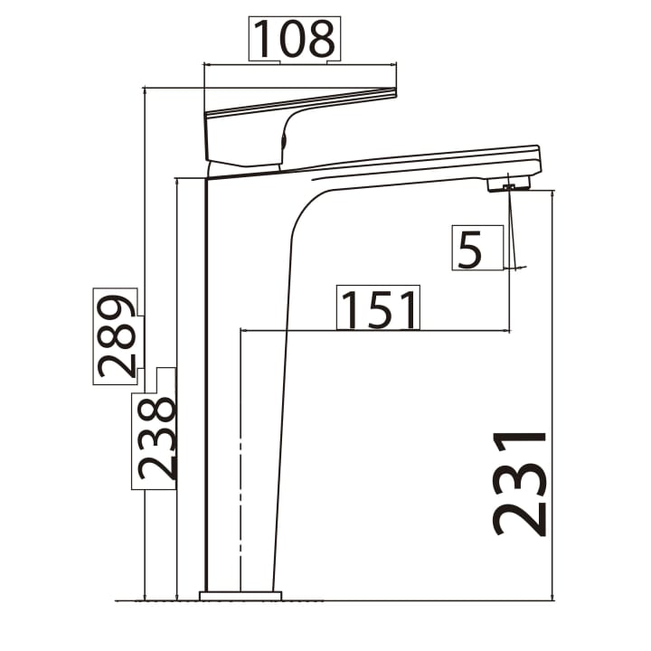 Grifo de lavabo Bali Imex croquis 1