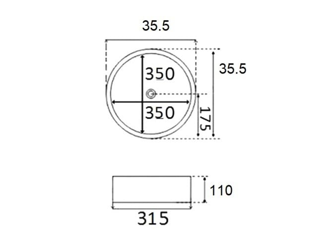 Lavabo sobre encimera Titan Bruntec croquis 5