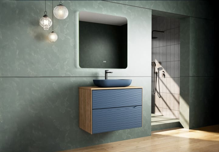 Mueble de baño con encimera de madera Sahara Coycama principal 3