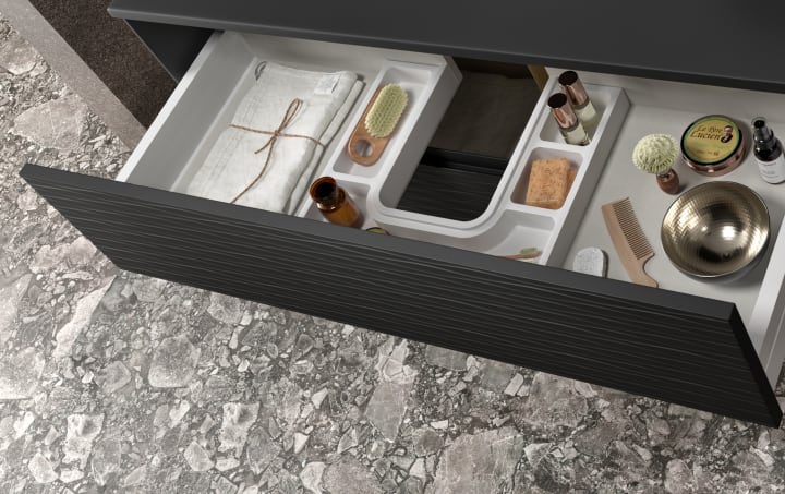 Mueble de baño con encimera de madera Sahara Coycama detalle 15