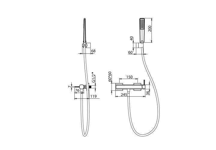 Grifo de ducha Toscana Imex croquis 9