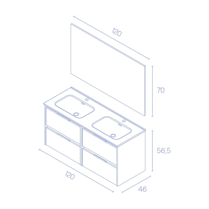 Conjunto mueble de baño Suki Amizuva croquis 9