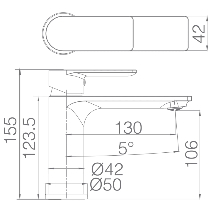 Grifo de lavabo Saona Imex croquis 2