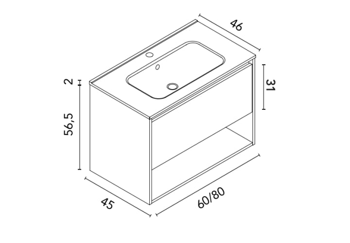 Conjunto mueble de baño Niwa Royo croquis 6