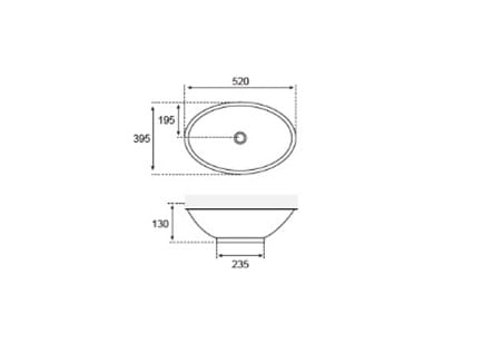 Lavabo sobre encimera Level XL Bruntec croquis 2