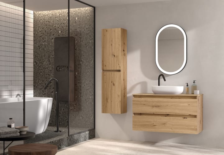 Mueble de baño con encimera MDF Hidrófuga de madera Box Viso principal 1