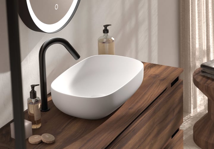 Mueble de baño con encimera MDF Hidrófuga de madera Box Viso detalle 2