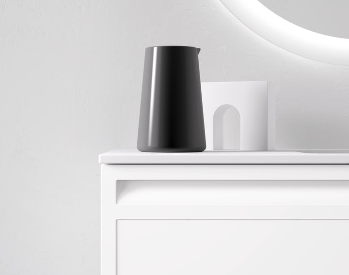 Conjunto mueble de baño con lavabo sobre encimera de microtec Marina Avila Dos detalle 4