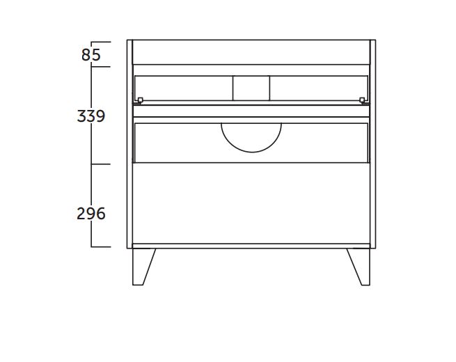 Conjunto mueble de baño fondo reducido 39cm Siena Coycama croquis 4