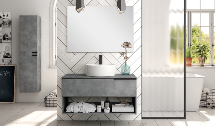 Mueble de baño con encimera de madera Fortuna Bruntec principal 1