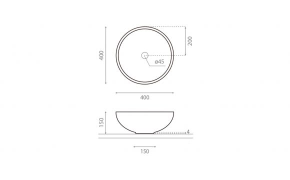 Lavabo sobre encimera Matt Bathco croquis 3