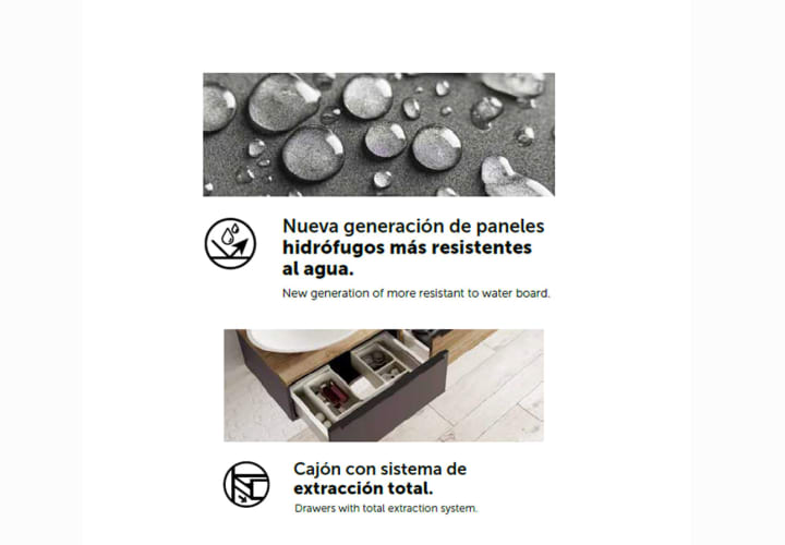 Mueble de baño Landes con encimera de madera Coycama opción 12