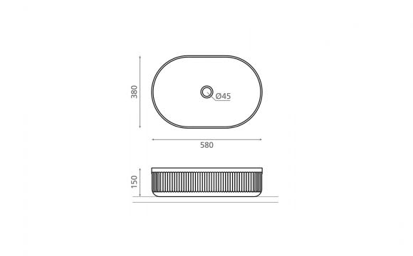 Lavabo sobre encimera Striae Bathco oval croquis 4