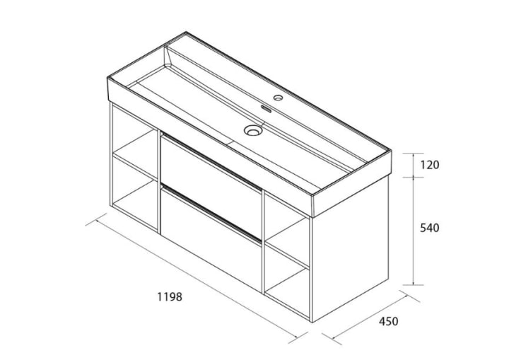 Conjunto mueble de baño Bequia Salgar croquis 13