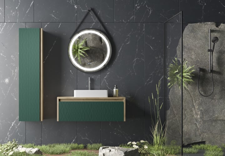 Mueble de baño Lambda con encimera de madera Coycama principal 1
