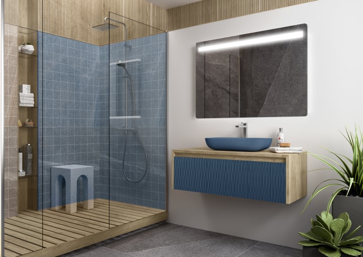 Mueble de baño Lambda con encimera de madera Coycama principal 2