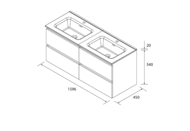 Conjunto mueble de baño Bequia Salgar croquis 9