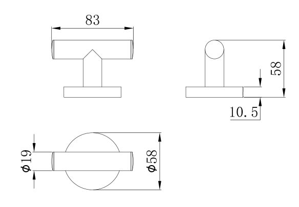 Colgador de gancho doble Alaior Strohm Teka 8.5cm x 6cm croquis 5