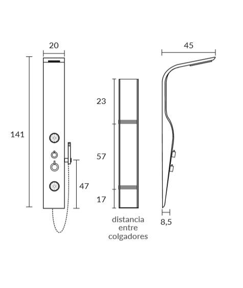 Columna de ducha hidromasaje Mul Sagobar croquis 3